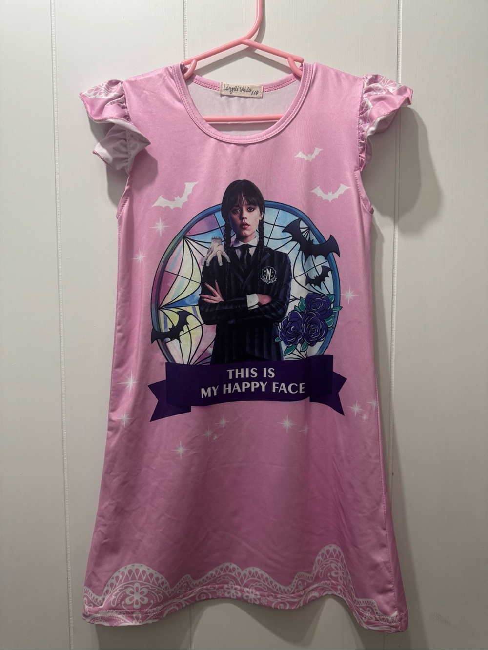 Wednesday Girls 5T Pink Graphic Nightgown - "This Is My Happy Face"